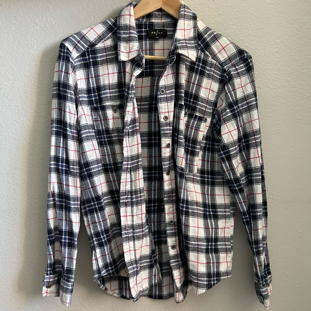 PacSun Blue, Black, & White Flannel